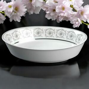 Vtg Noritake Oval Serving Dish/Bowl 1964 - 1969 Piccadilly Gray Scrolls Flowers